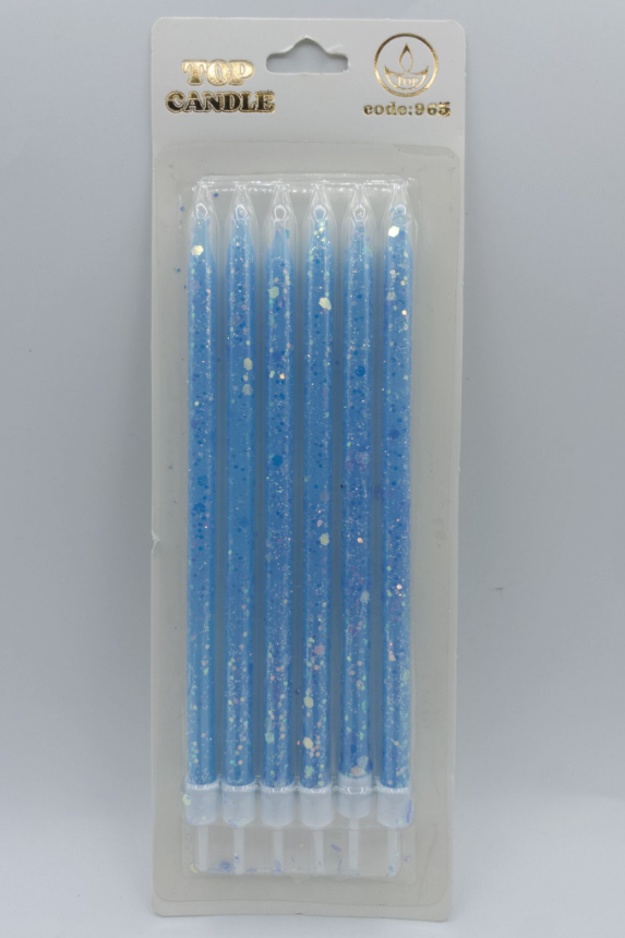 Mavi Simli Doğum Günü Mumu 6 Lı Kod: 910